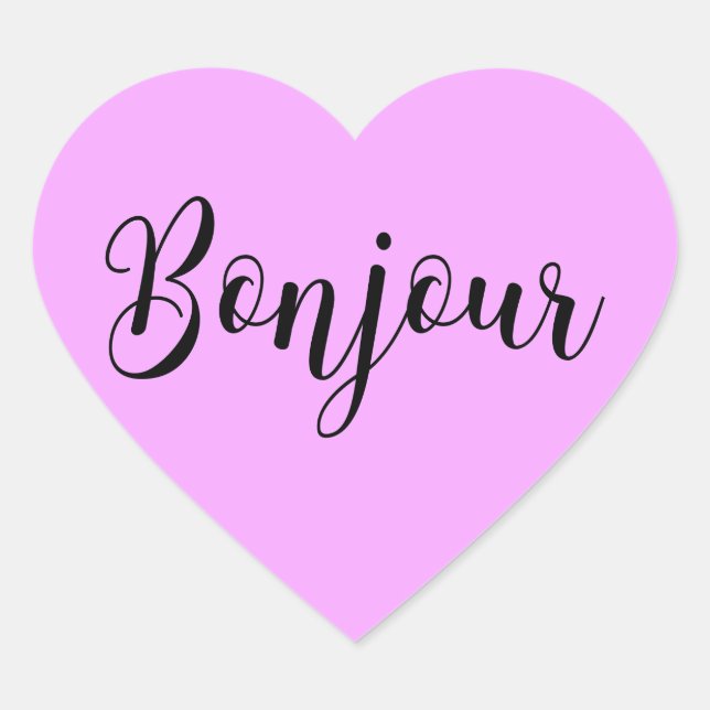 Pegatina En Forma De Corazón Bonjour-blackText (Anverso)