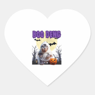Pegatina En Forma De Corazón Boo Deng Moo Deng Cute Baby Pygmy Hippo Halloween