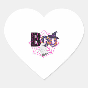 Pegatina En Forma De Corazón Boo Halloween Octubre Rosa