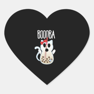 Pegatina En Forma De Corazón Boooba Kawaii Boba Bebe Tea Cat Lover Halloween G