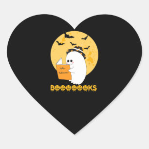 Pegatina En Forma De Corazón Booooooooooks Shirt Boo Leer libros Halloween