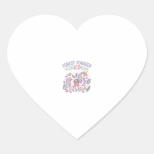 Pegatina En Forma De Corazón Bosque de Unicornios Forrajero Diseño Gráfico de U