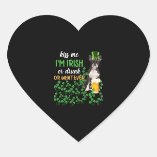 Pegatina En Forma De Corazón Boston Terrier Bésame Soy Irlandés, Borracho O Tri