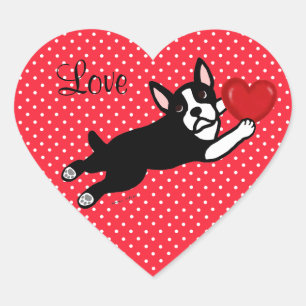 Pegatina En Forma De Corazón Boston Terrier y el amor de los Personalizados del