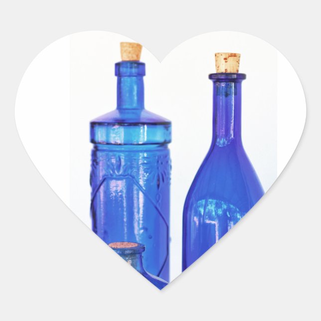 Pegatina En Forma De Corazón Botellas de Vidrio Azul (Anverso)