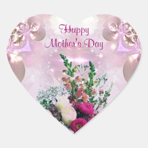 Pegatina En Forma De Corazón Bouquet de flores - Día de la Madre