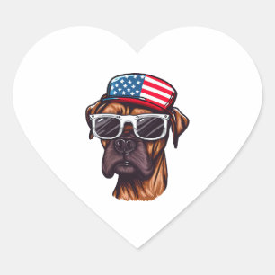 Pegatina En Forma De Corazón Boxer 4 de julio Fiesta