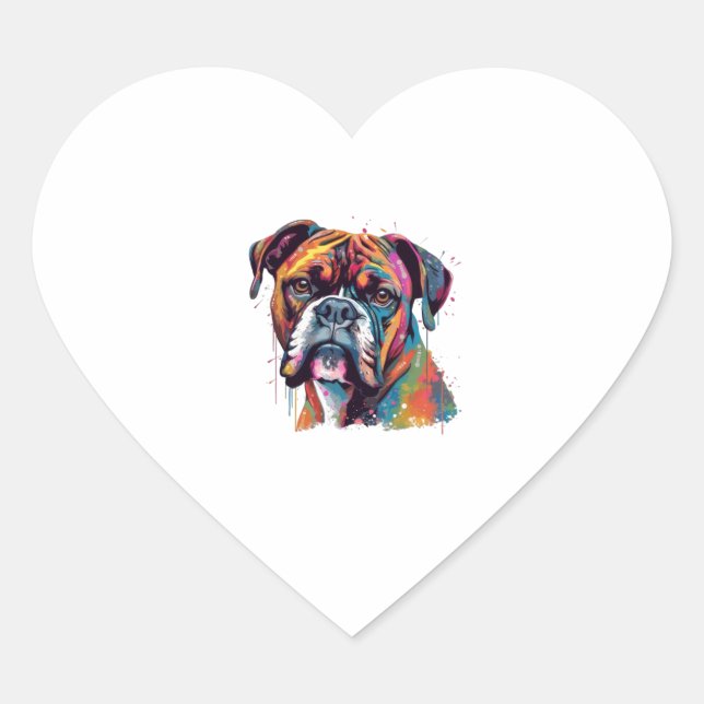 Pegatina En Forma De Corazón Boxer Dog 2 (Anverso)