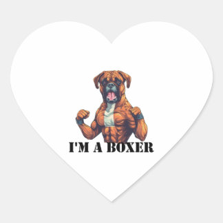 Pegatina En Forma De Corazón Boxer Dog Boxing Soy boxer (texto negro)