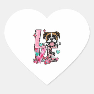 Pegatina En Forma De Corazón Boxer Dog I Love My Dog Día de San Valentín