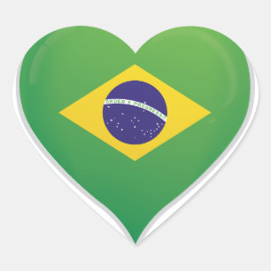 Pegatina En Forma De Corazón Brasil ama a la bandera pegatina del corazón del o