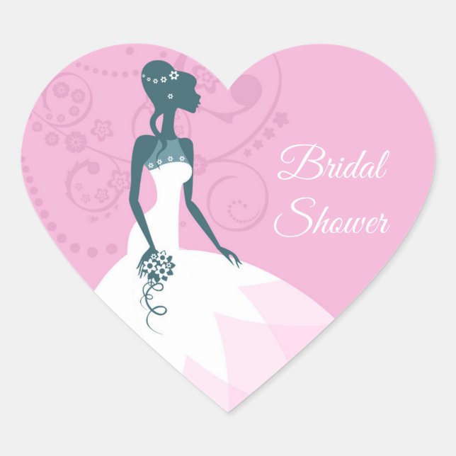 Pegatina En Forma De Corazón Bridal Shower Stickers (Anverso)