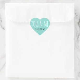 Pegatina En Forma De Corazón BRIDE CO Verde azulado Blue Forever You & Me Boda 
