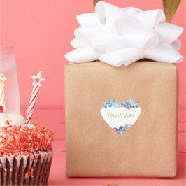 Pegatina En Forma De Corazón BRIDE y CO Verde azulado Blue Bouquet Boda Suite F