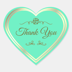 Pegatina En Forma De Corazón Brillante Marco Verde azulado Dorado Vintage Rosa 