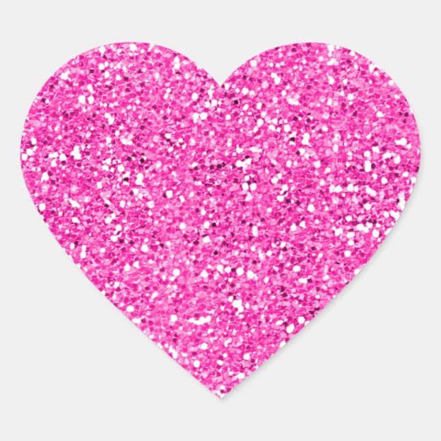 Pegatina En Forma De Corazón Brillantina rosa fuerte (Anverso)