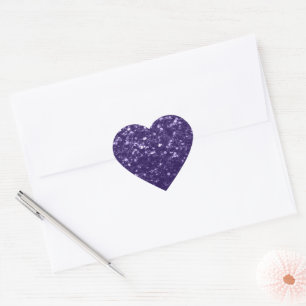Pegatina En Forma De Corazón Brillo de purpura ultra violeta oscuro