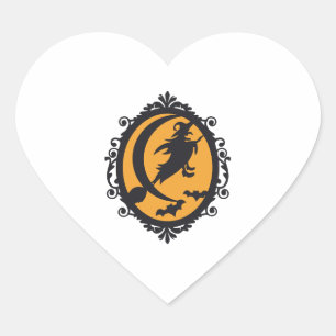 Pegatina En Forma De Corazón Bruja de Halloween