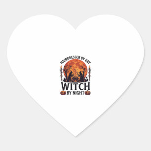 Pegatina En Forma De Corazón Bruja de la noche del día del peluquero Halloween
