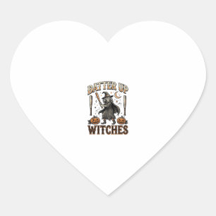 Pegatina En Forma De Corazón Brujas al bate Diseño de béisbol vintage de Hallow