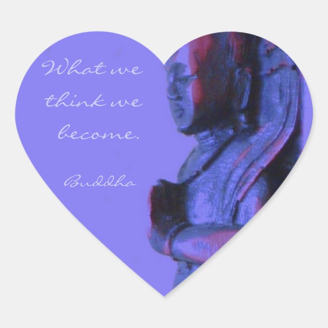 Pegatina En Forma De Corazón Buda esculpido de mano azul (Anverso)