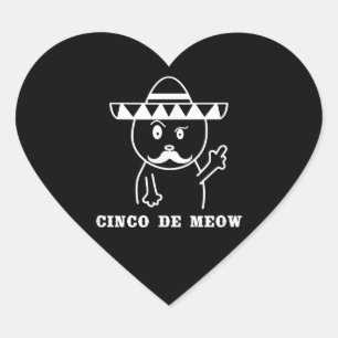 Pegatina En Forma De Corazón Buenos Cinco De Meow Gatos Niños Felices Cinco De