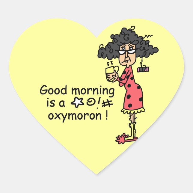 Pegatina En Forma De Corazón Buenos días Oxymoron (Anverso)