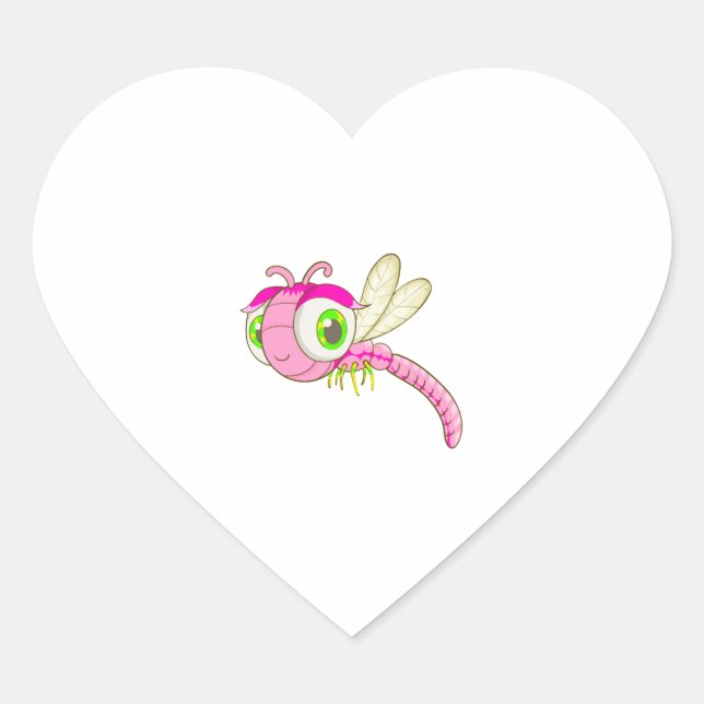 Pegatina En Forma De Corazón Bug Cute Dragonfly (Anverso)