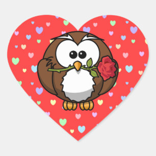 Pegatina En Forma De Corazón búho amante