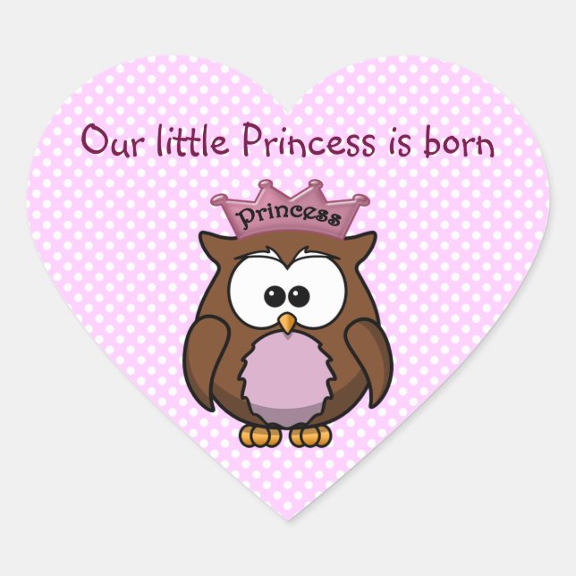 Pegatina En Forma De Corazón búho Princess (Anverso)