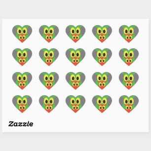 Pegatina En Forma De Corazón Búhos Verdes y Rojos