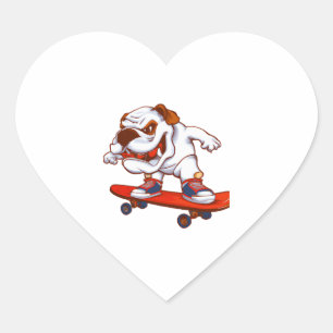 Pegatina En Forma De Corazón Bulldog de patinaje