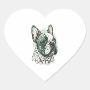 Pegatina En Forma De Corazón Bulldog francés