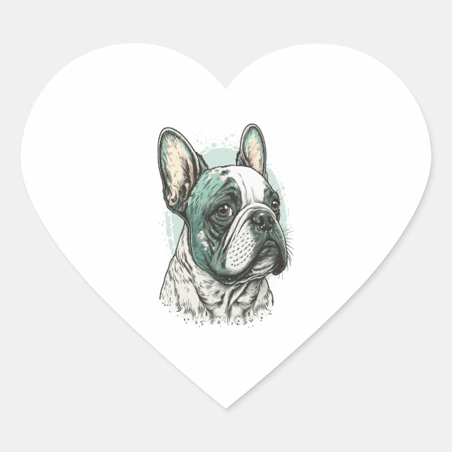 Pegatina En Forma De Corazón Bulldog francés (Anverso)