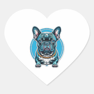 Pegatina En Forma De Corazón Bulldog francés