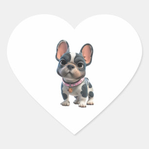 Pegatina En Forma De Corazón Bulldog Francés