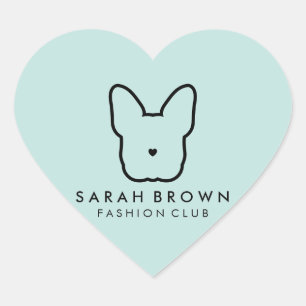 Pegatina En Forma De Corazón Bulldog francés con cara corta