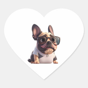 Pegatina En Forma De Corazón ¡Bulldog francés divertido! Camiseta esencial