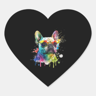 Pegatina En Forma De Corazón Bulldog francés Gafas de sol Perro cachorro