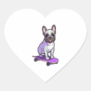 Pegatina En Forma De Corazón Bulldog francés Lilac 3