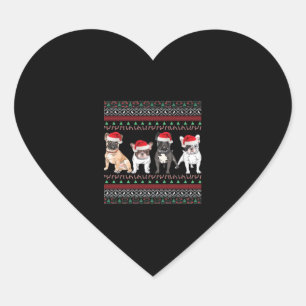 Pegatina En Forma De Corazón Bulldog francés Navidades feos sudan T esencial-