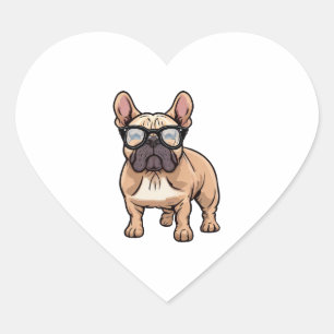Pegatina En Forma De Corazón Bulldog francés vistiendo gafas