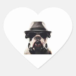 Pegatina En Forma De Corazón Bulldog Guay