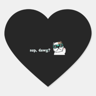 Pegatina En Forma De Corazón Bulldog Guay con gafas de sol de menta! ¡Sup Dawg!