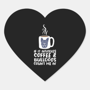 Pegatina En Forma De Corazón Bulldoges de café