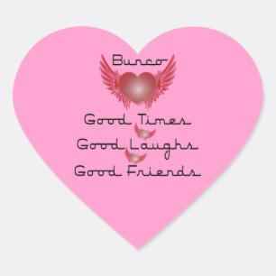 Pegatina En Forma De Corazón Bunco - buenas épocas, risas, amigos - corazón
