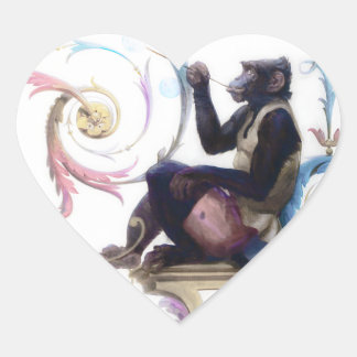 Pegatina En Forma De Corazón Burbujas de monos que soplan