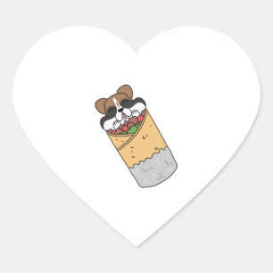 Pegatina En Forma De Corazón Burrito mexicano de perro de boxer