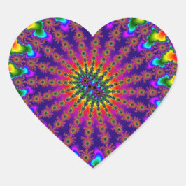 Pegatina En Forma De Corazón Burst fractal arcoiris