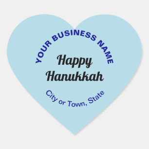 Pegatina En Forma De Corazón Business Hanukkah saludo sobre azul claro